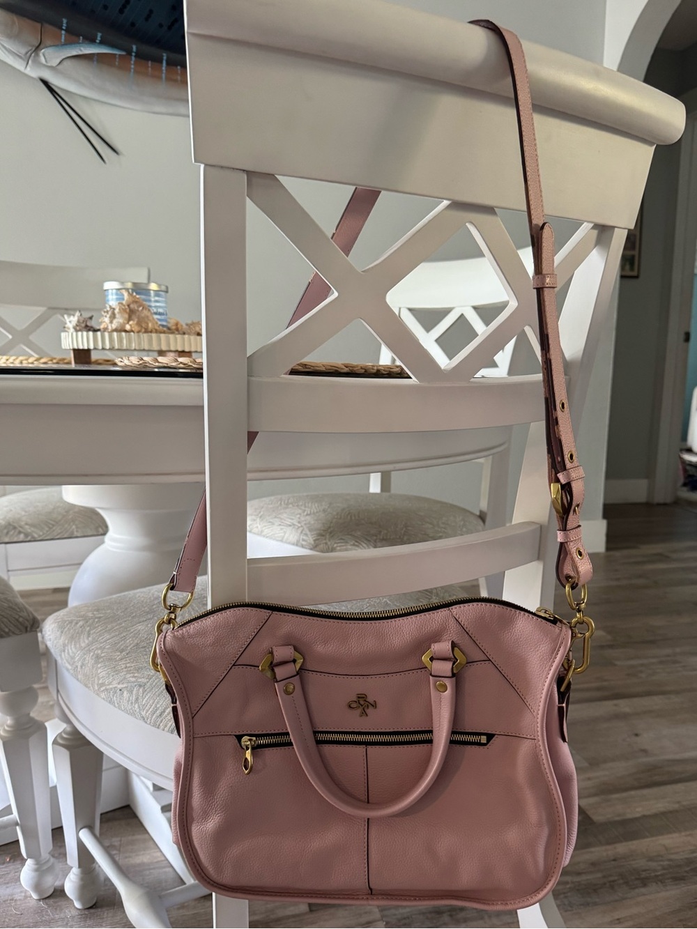 orYANY Pink Leather Satchel with Top Handles